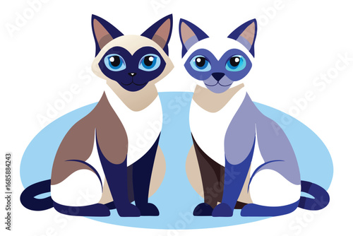 Cute Siamese Cats Illustration for Pet Lovers