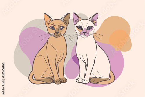 Cute Siamese Cats Illustration for Pet Lovers