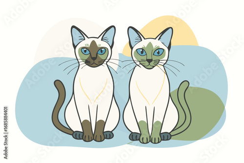 Cute Siamese Cats Illustration for Pet Lovers
