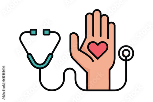 Healthcare heart stethoscope medical love health care hand doctor nurse aid clinic