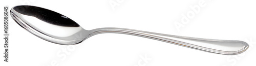 A polished, metallic teaspoon lies horizontally