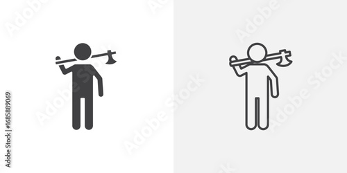 Lumberjack icon set for ui designs on white background