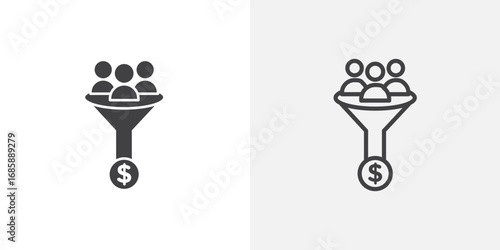 Lead conversion icon set for ui designs on white background