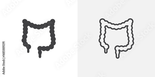 Large intestine icon set for ui designs on white background