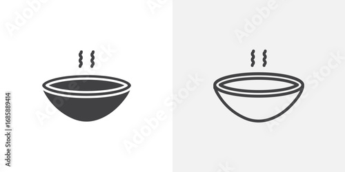 Japanese soup bowl icon set for ui designs on white background