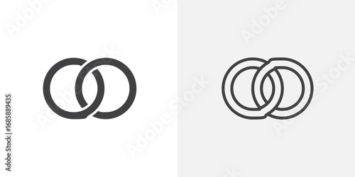 Interlocking icon set for ui designs on white background