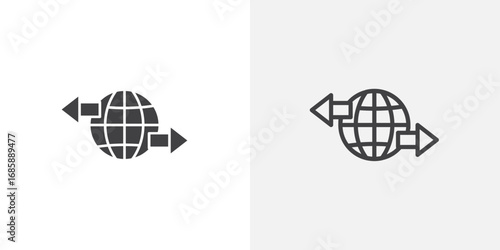 Import-export icon set for ui designs on white background