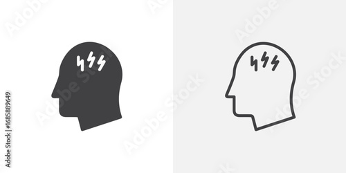 Headache icon set for ui designs on white background