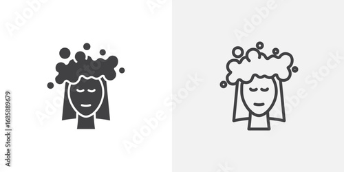 Hair washing icon set for ui designs on white background