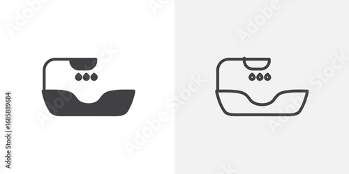 Hair washer sink icon set for ui designs on white background