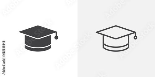 Graduation hat icon set for ui designs on white background