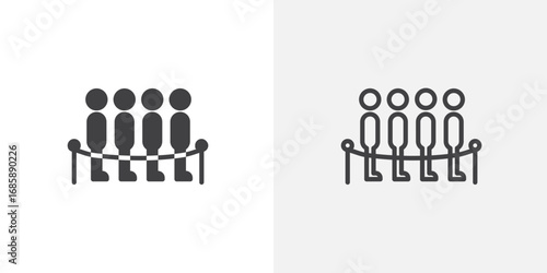 Queue icon set for ui designs on white background