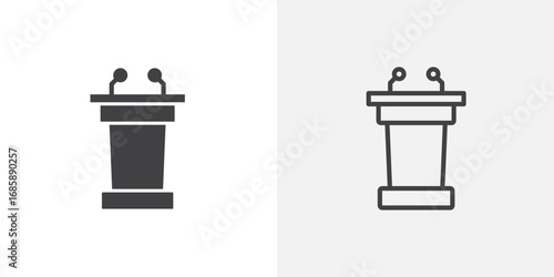 Lectern icon set for ui designs on white background