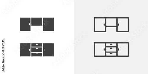 kitchen Cabinet icon set for ui designs on white background