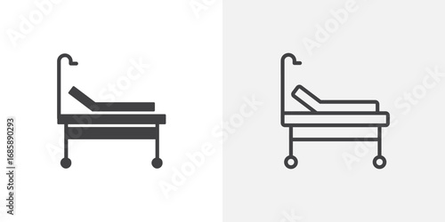 Hospital bed icon set for ui designs on white background