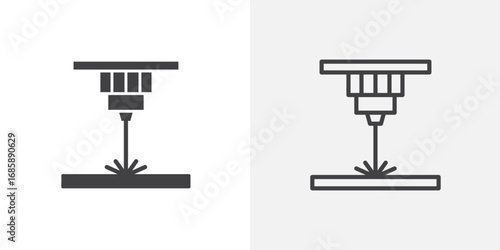 Laser machine icon set for ui designs on white background