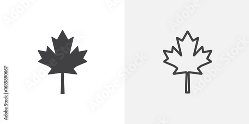 Maple leaf icon set for ui designs on white background