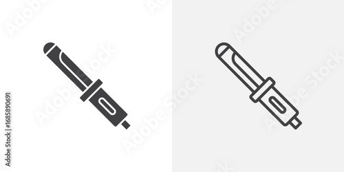 Hair curler icon set for ui designs on white background