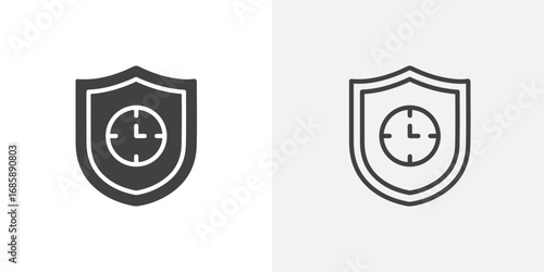 Long term protection icon set for ui designs on white background