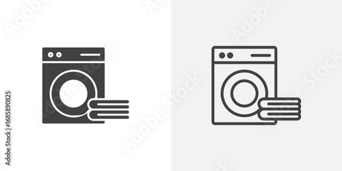 Laundry icon set for ui designs on white background