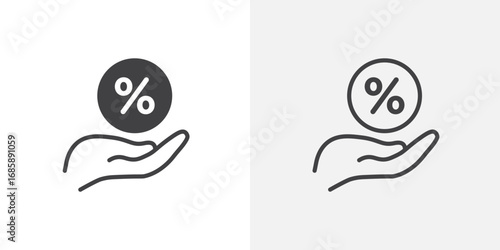 Commission icon set for ui designs on white background