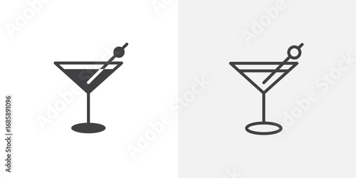 Cocktail icon set for ui designs on white background