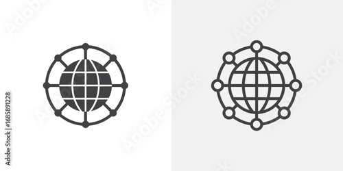 Global networking icon set for ui designs on white background