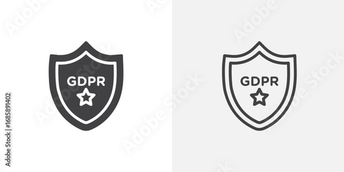 GDPR icon set for ui designs on white background