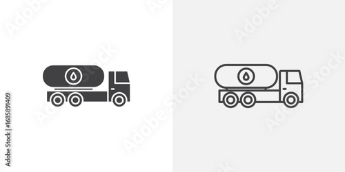 Fuel truck icon set for ui designs on white background
