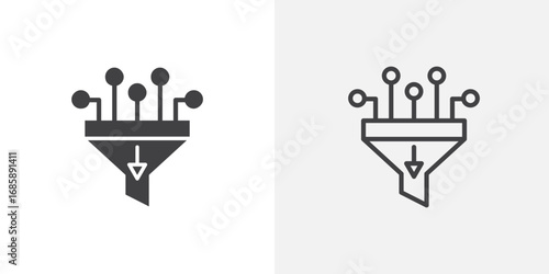 Funneling data icon set for ui designs on white background