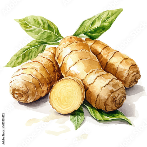 watercolor vector of Ginger, isolated on a white background.