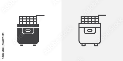 Fryer icon set for ui designs on white background