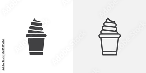Frozen yogurt icon set for ui designs on white background