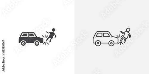 Frontal crash icon set for ui designs on white background