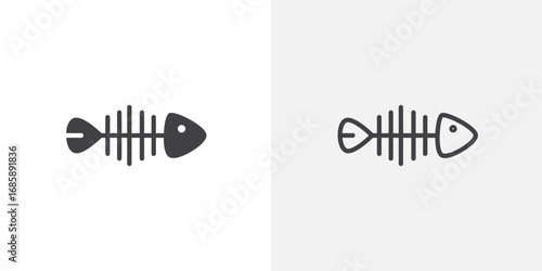 Fish skeleton icon set for ui designs on white background