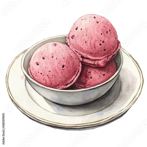 Gelato, watercolor painting vector, isolated on a white background.