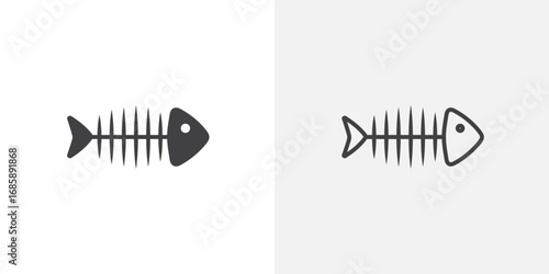 Fish bone icon set for ui designs on white background