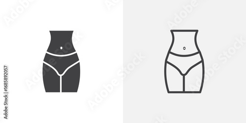 Female hips and waist icon set for ui designs on white background
