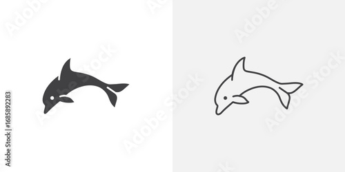 Dolphin icon set for ui designs on white background