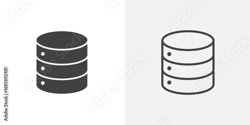 Database icon set for ui designs on white background