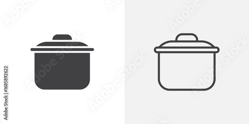 Crock pot icon set for ui designs on white background