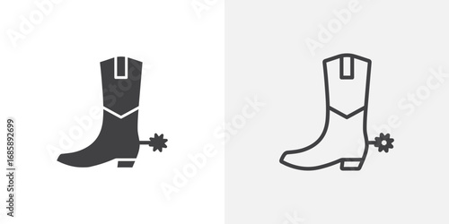 Cowboy Boot icon set for ui designs on white background