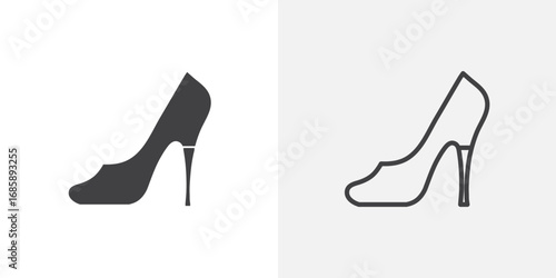 Cinderella shoe icon set for ui designs on white background