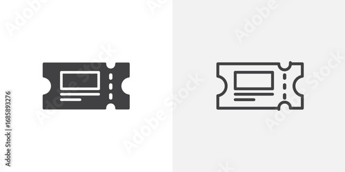 Cinema tickets icon set for ui designs on white background