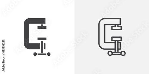 Clamp icon set for ui designs on white background