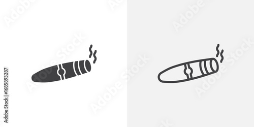 Cigar icon set for ui designs on white background