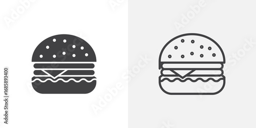 Cheese burger icon set for ui designs on white background