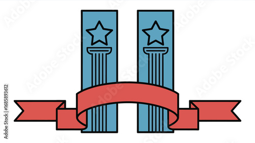 Columns stars banner award achievement success patriotic government honor logo