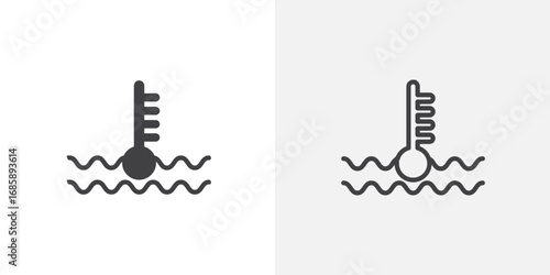 Car temperature icon set for ui designs on white background