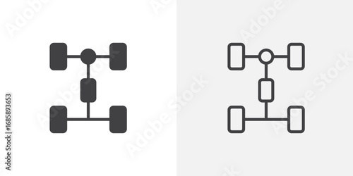 Car chassis icon set for ui designs on white background